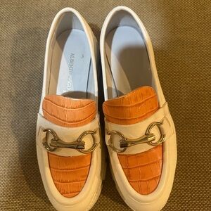 Orange and Cream Loafers with Gold Detail